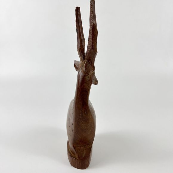 Hand Carved Wood Antelope Gazelle MCM Vtg Grace Charisma Charm Spirit Animal - Picture 3 of 10